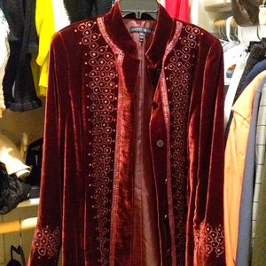 Lafayette 148 New York Burgundy Velvet Jacket SZ 12